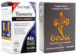 Turmeric body soap and supplement capsules