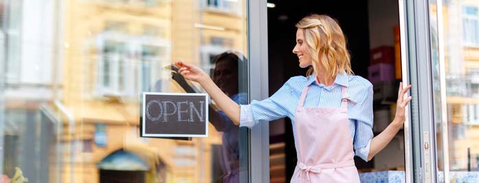 woman with open sign