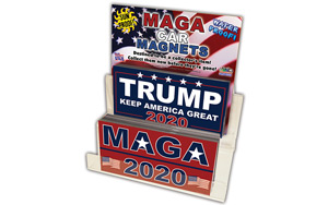 Trump sticker display