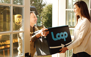 woman receiving loop package