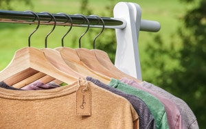 organic clothes on hangers