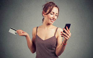 woman shopping on phone