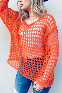 Mesh Spring Pullover Sweater Cover-Up