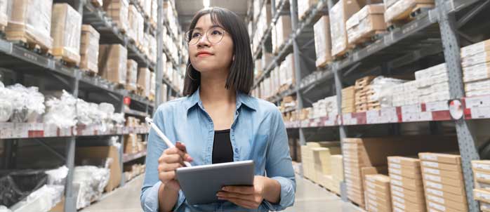 woman counting inventory