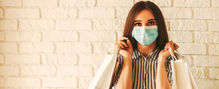 female shopper wear a mask