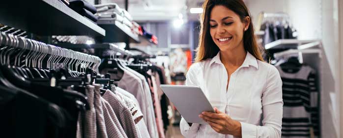 female store clerk with ipad