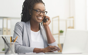 working woman on phone