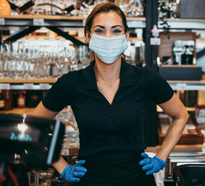 store clerk with face mask