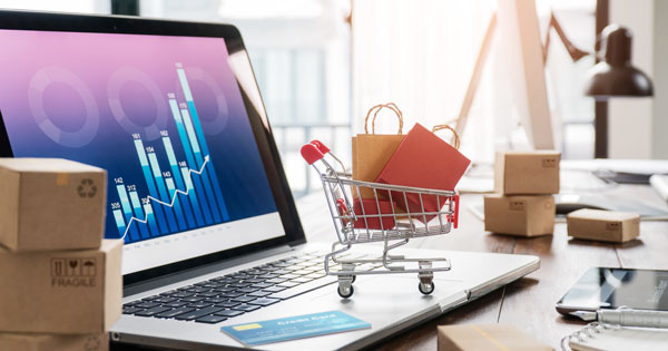 laptop showing shopping data
