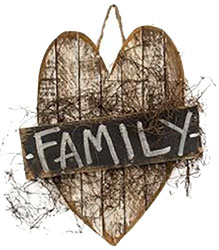 Family Lath Hanging Heart