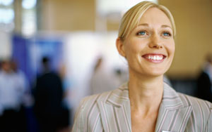 woman at trade show