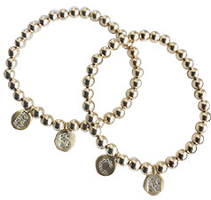 5MM 14K Yellow Gold Filled Beaded Bracelet With Matching Initial Charm