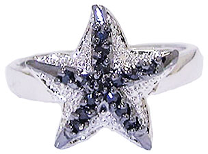 Jet Black Designer Starfish Ring