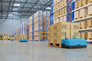 warehouse robots working