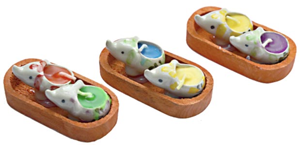 Lucky Twin Elephants in a Boat Scented Mini Candles
