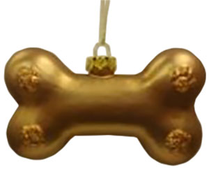 Gold Dog Bone Christmas Ornament