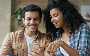 couple looking at social media