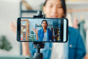 woman influencer in front of camera