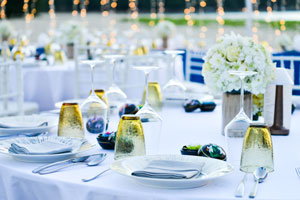 wedding tables set for party