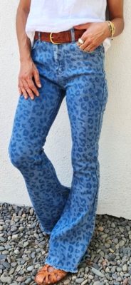 Leopard Print Flare Jeans