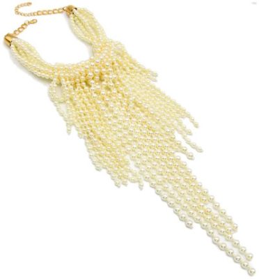 Cream Clustered Fringe Pearl Necklace Set